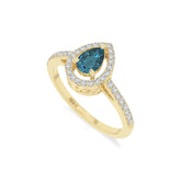 natural london blue topaz solitaire halo engagement rings in yellow gold vermeil